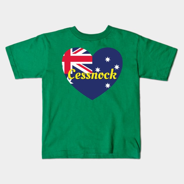 Cessnock NSW Australia Australian Flag Heart Kids T-Shirt by DPattonPD